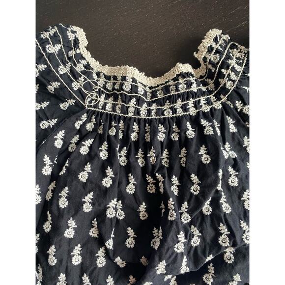 Max Studio Black with White Embroidered Flowers Medium Dress- nursing friendly! - Picture 3 of 3